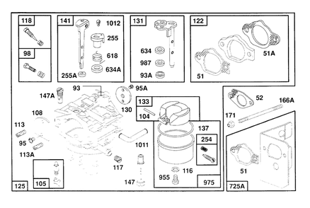 Carburetor Assembly Diagram and Parts List for 260772-0023-XX  Briggs and Stratton Engine